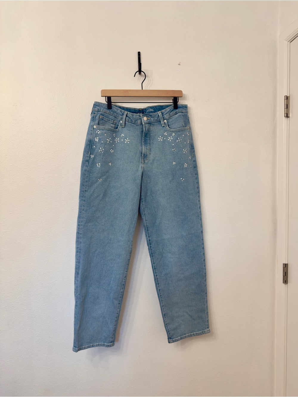 Old Navy Light Blue Embellished Straight Leg Jeans